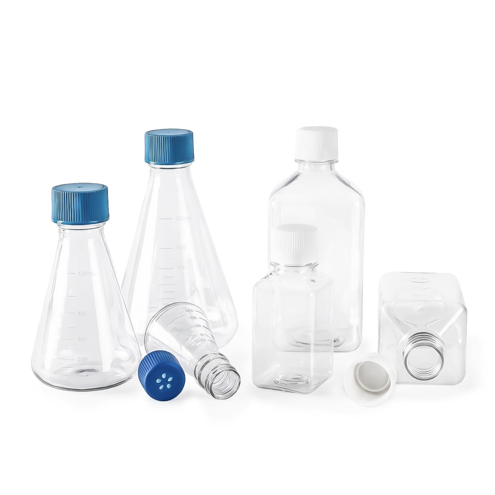 Lab Falcon bottles and media storage containers for sterile media, buffers, and laboratory solution storage