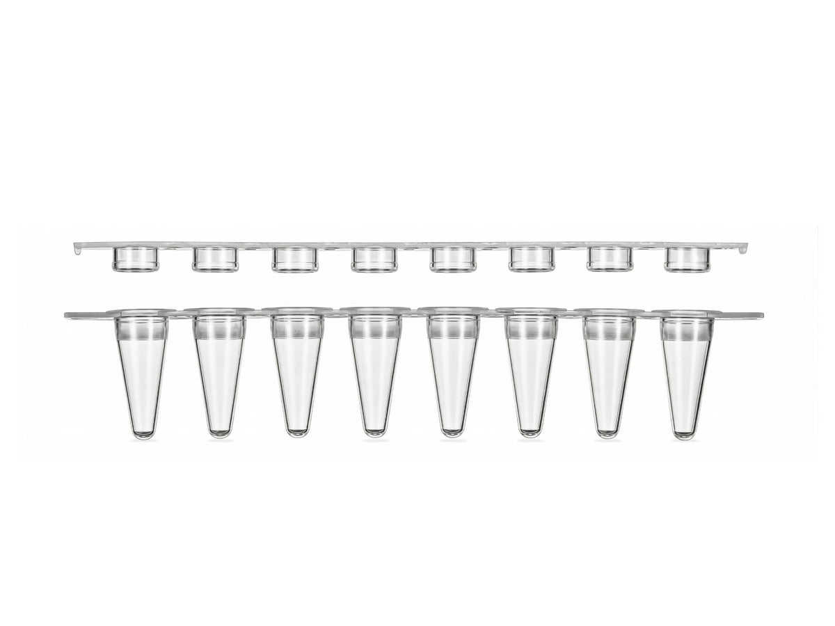 0.2 mL 8-strip PCR tubes with flat caps, clear