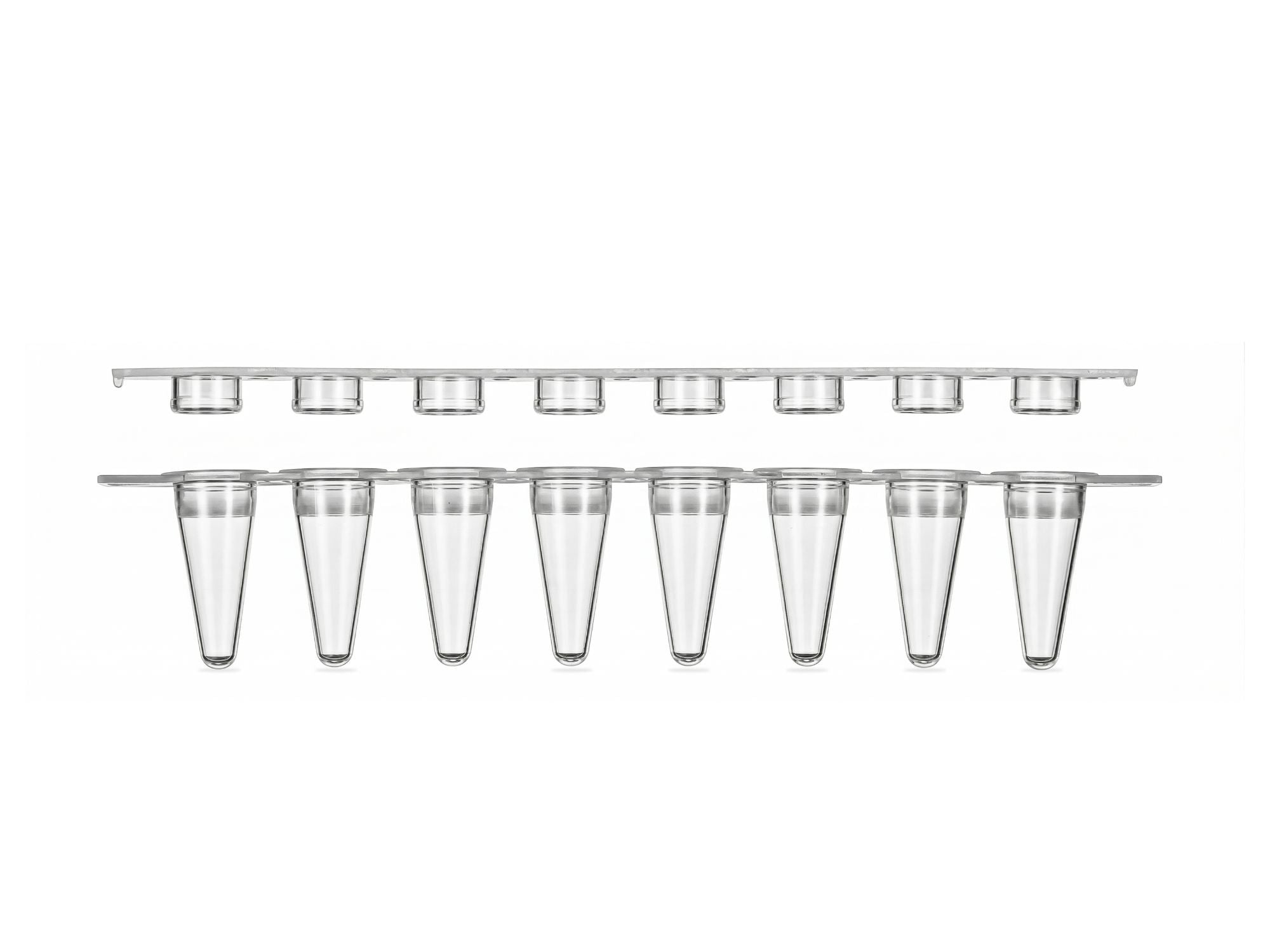 0.2 mL 8-strip PCR tubes with flat caps, clear