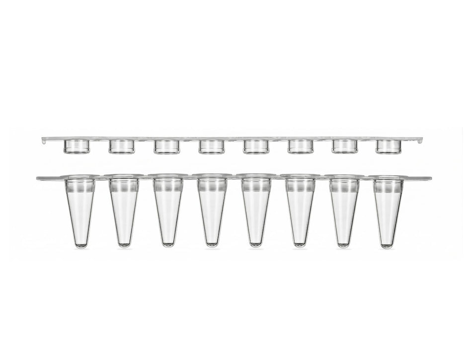 0.2 mL 8-strip PCR tubes with flat caps, clear