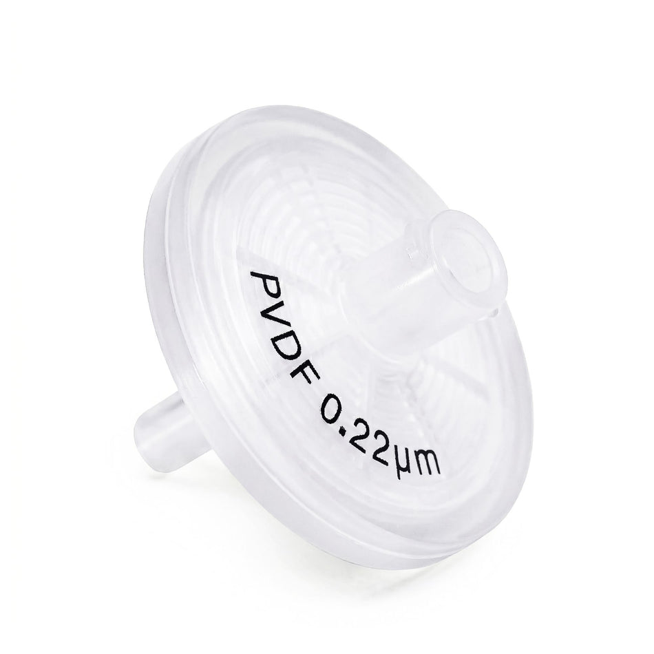 Clarity PVDF syringe filter, 25 mm, 0.22 µm, front view